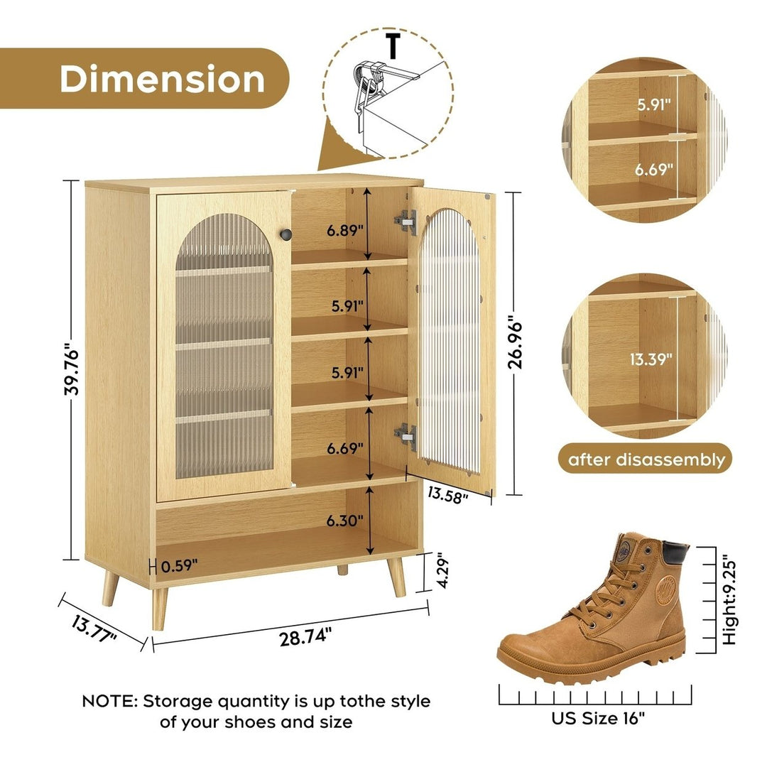 Shoe Storage Cabinet with Adjustable Shelves and Glass Doors for Organized Footwear Display Image 5