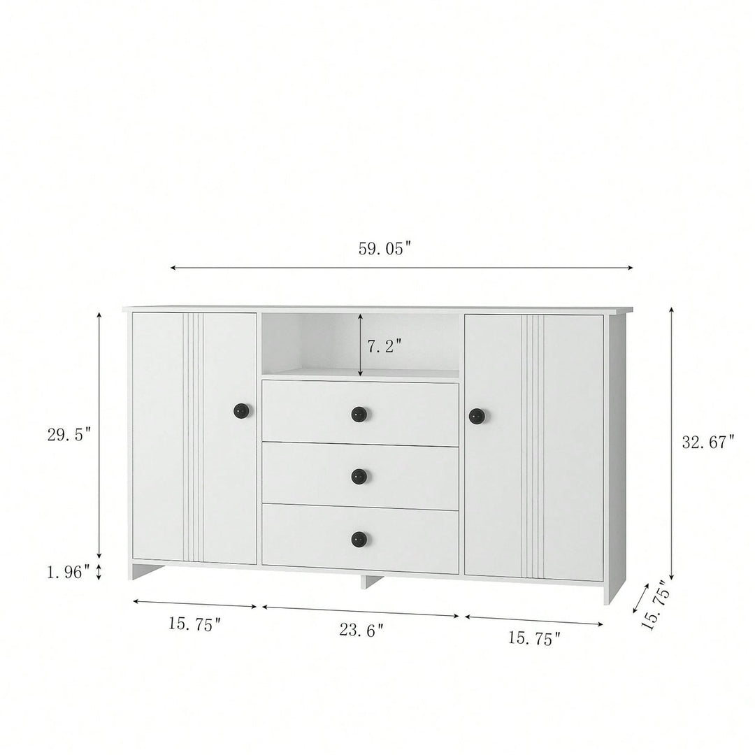 Sideboard Buffet Cabinet With Storage And Adjustable Shelves For Kitchen Image 3