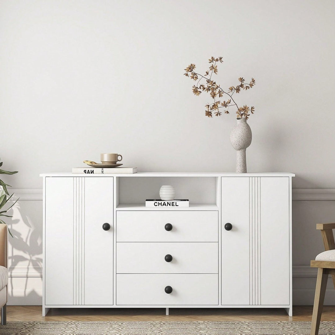 Sideboard Buffet Cabinet With Storage And Adjustable Shelves For Kitchen Image 4