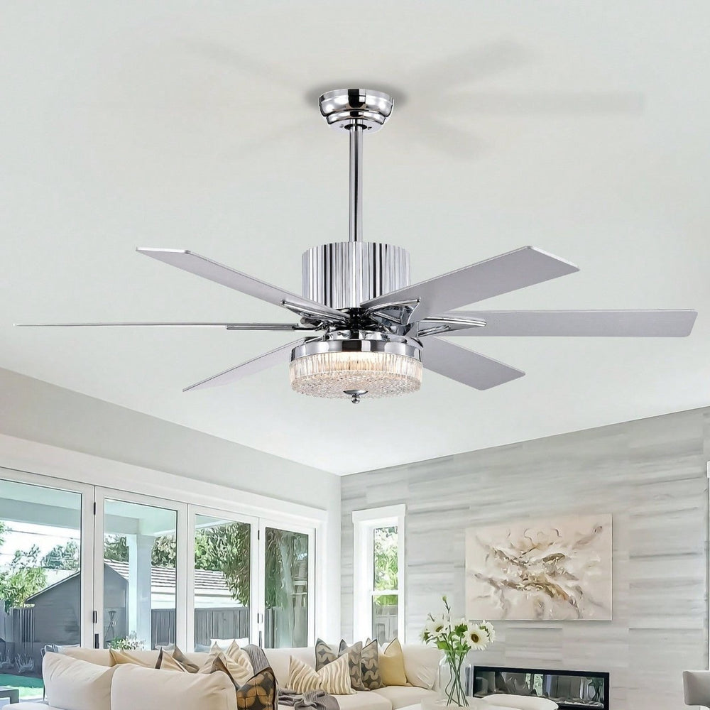 Sleek Modern Ceiling Fan with Remote LED Light 6 Blades Reversible 3 Speed Quiet Motor for Indoor Use Energy Efficient Image 2