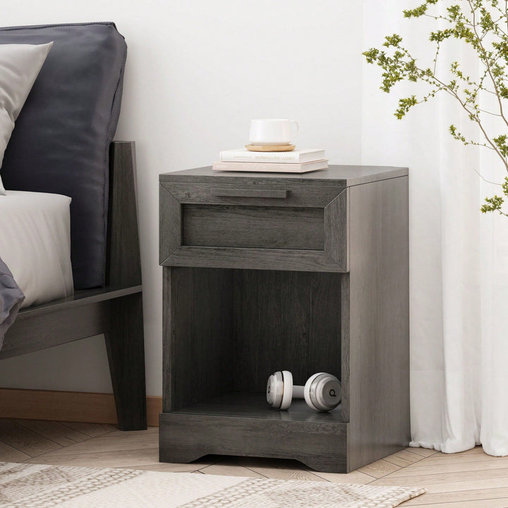 Sleek Modern Nightstand With 1 Drawer For Stylish Bedroom Storage Image 9