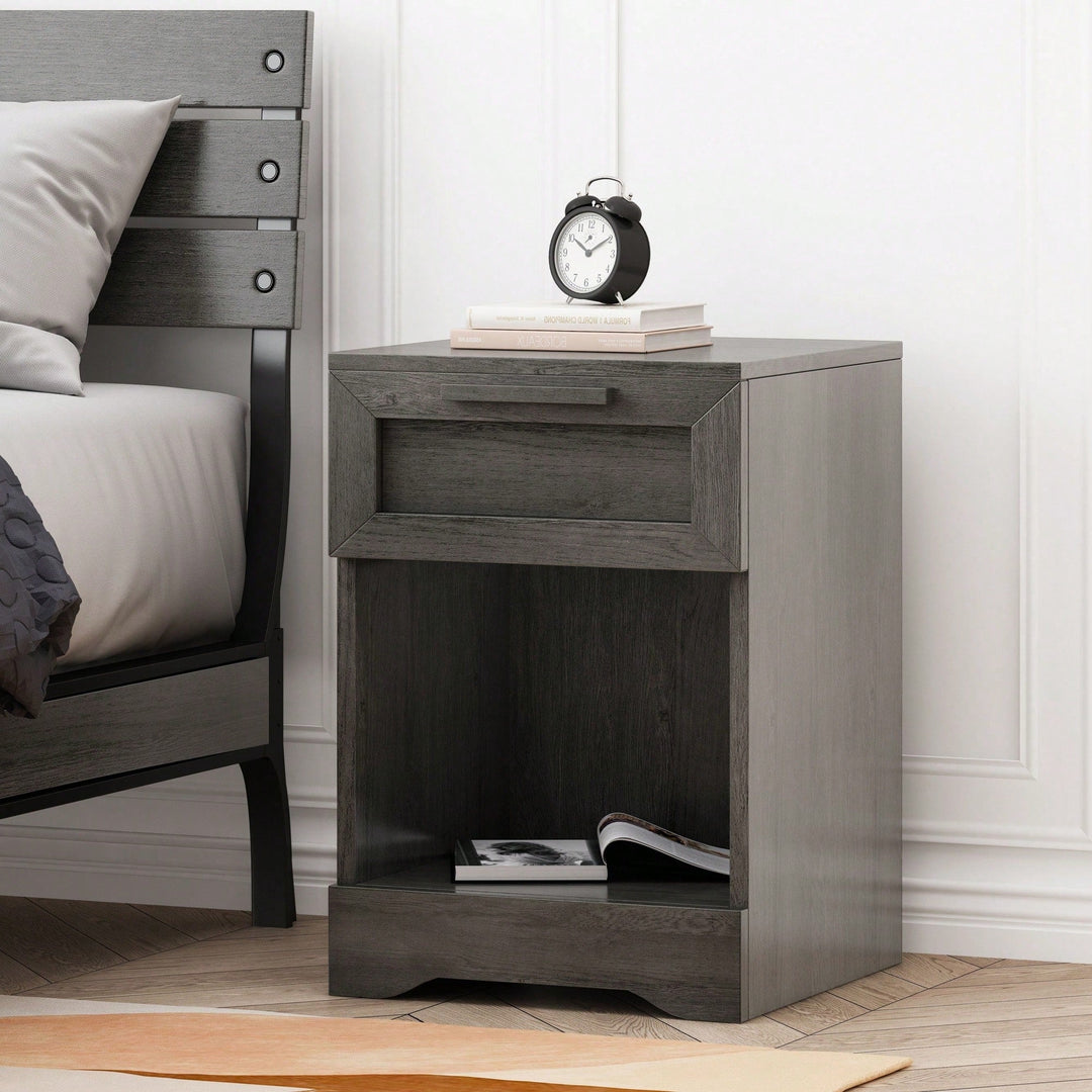 Sleek Modern Nightstand With 1 Drawer For Stylish Bedroom Storage Image 10