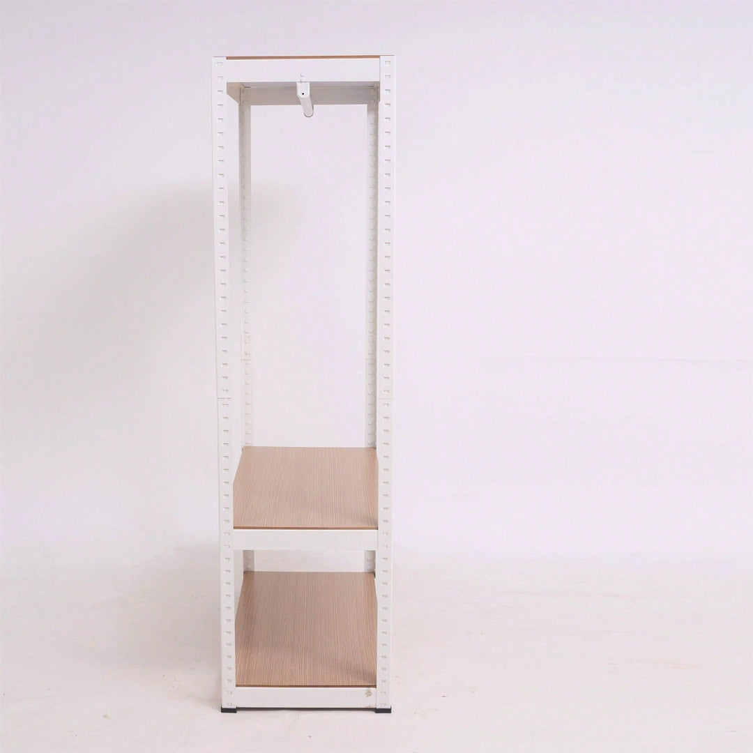 Sturdy Freestanding Clothing Rack With Adjustable Wire Shelf and Hanging Rod - Portable Wardrobe Solution In White Image 3