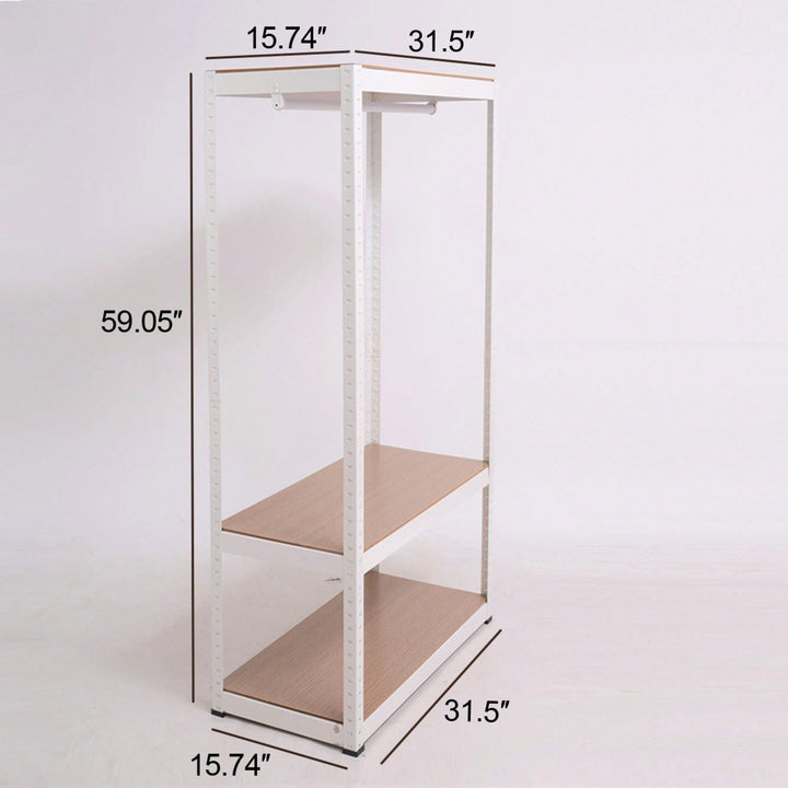 Sturdy Freestanding Clothing Rack With Adjustable Wire Shelf and Hanging Rod - Portable Wardrobe Solution In White Image 4