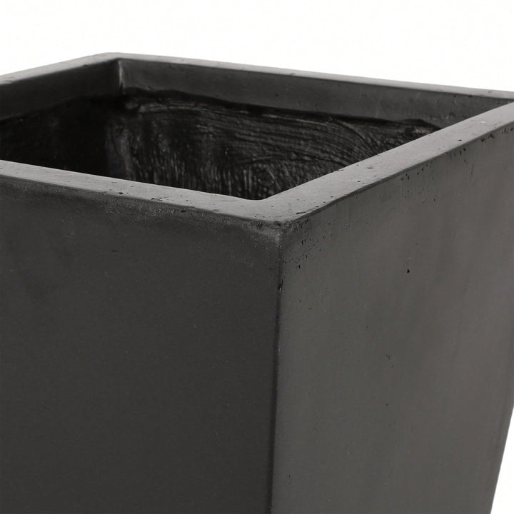 Stylish 13-Inch Outdoor Cast Stone Planter In Black - Ideal For Modern Gardens And Patios Image 7