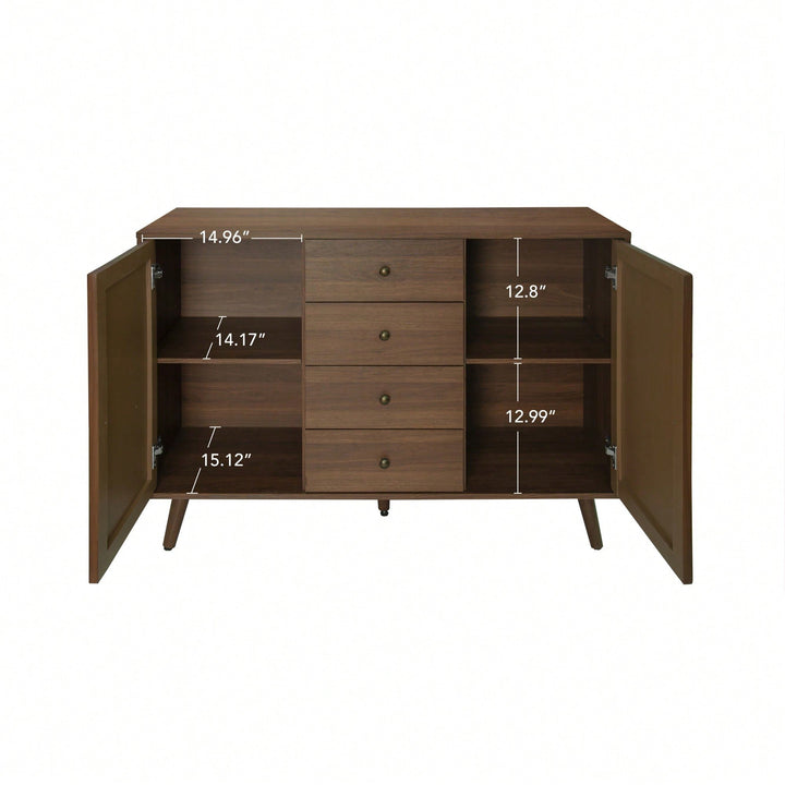 Stylish 2-Door 4-Drawer Storage Cabinet For Bedroom, Living Room, And Study - Elegant Organization Solution Image 4