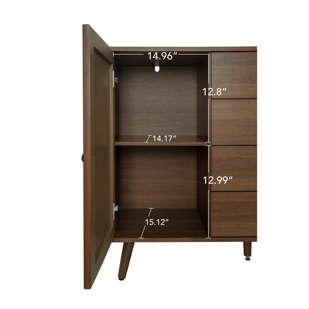 Stylish 2-Door 4-Drawer Storage Cabinet For Bedroom, Living Room, And Study - Elegant Organization Solution Image 5