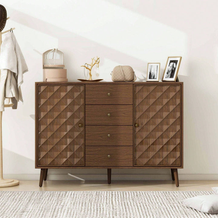 Stylish 2-Door 4-Drawer Storage Cabinet For Bedroom, Living Room, And Study - Elegant Organization Solution Image 7