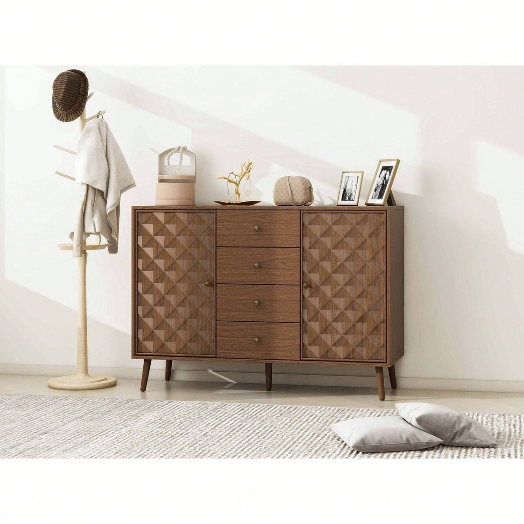 Stylish 2-Door 4-Drawer Storage Cabinet For Bedroom, Living Room, And Study - Elegant Organization Solution Image 9