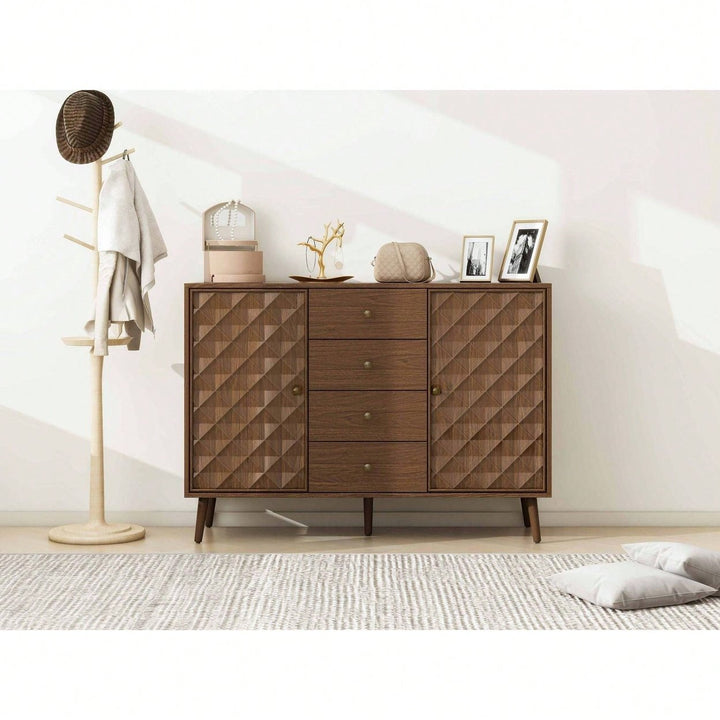 Stylish 2-Door 4-Drawer Storage Cabinet For Bedroom, Living Room, And Study - Elegant Organization Solution Image 10