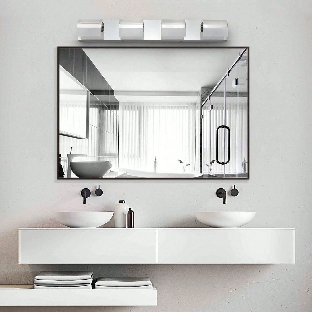 Stylish 4-Light LED Bathroom Vanity Lighting Over Mirror Energy Efficient Stainless Steel Design Easy Install Image 2