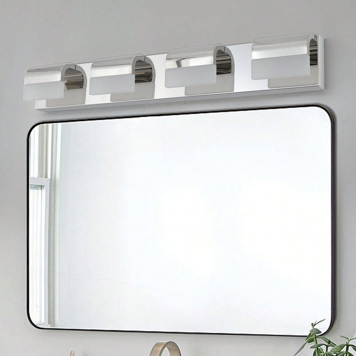 Stylish 4-Light LED Bathroom Vanity Lighting Over Mirror Energy Efficient Stainless Steel Design Easy Install Image 3