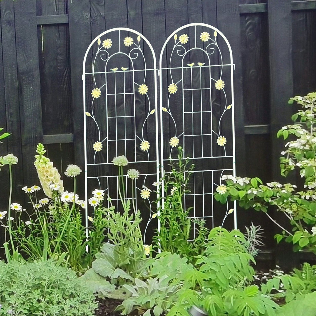 Set Of 2, Metal Garden Trellis Rustproof Trellis For Climbing Plants Outdoor Flower Support White Image 2