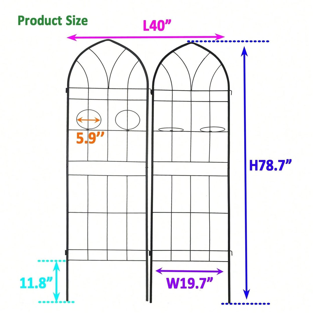 Set Of 2, Metal Garden Trellis, Rustproof Trellis For Climbing Plants Outdoor Flower Support Image 4