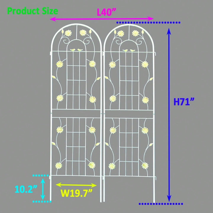 Set Of 2, Metal Garden Trellis Rustproof Trellis For Climbing Plants Outdoor Flower Support White Image 5