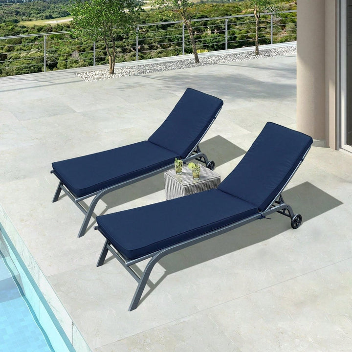 Set Of 2, Outdoor Lounge Chair Cushion Replacement Patio Funiture Seat Cushion Chaise Lounge Cushion-Navy Blue Image 1