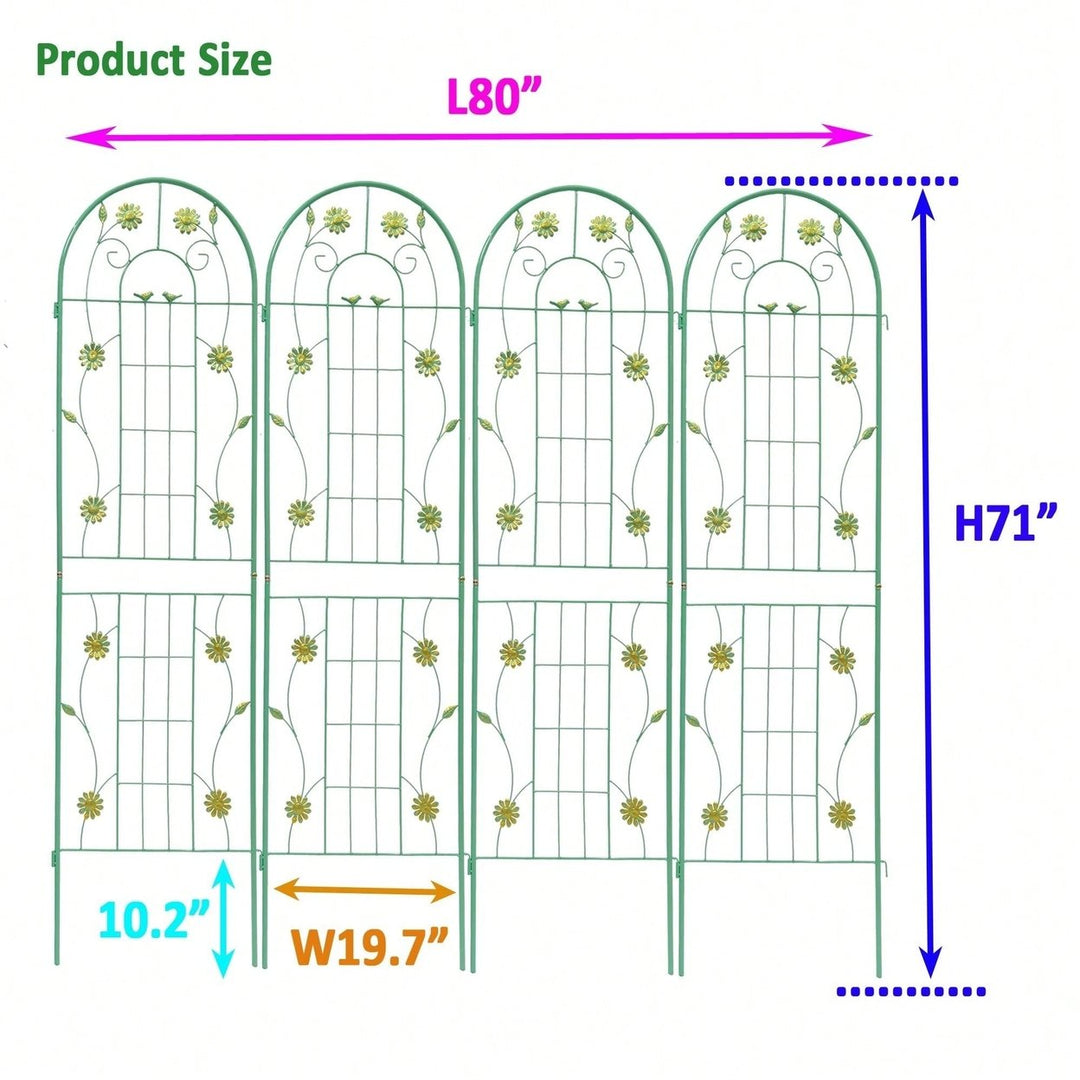 Set Of 4, Metal Garden Trellis, 71" X 19.7", Rustproof Trellis For Climbing Plants Outdoor Flower Support Image 5