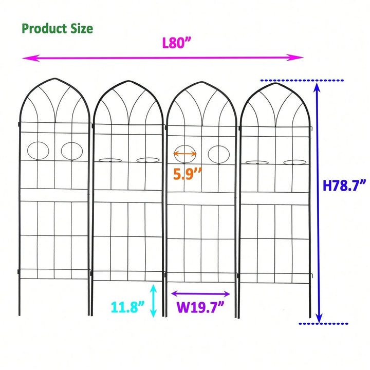 Set Of 4, Metal Garden Trellis, Rustproof Trellis For Climbing Plants Outdoor Flower Support Image 5