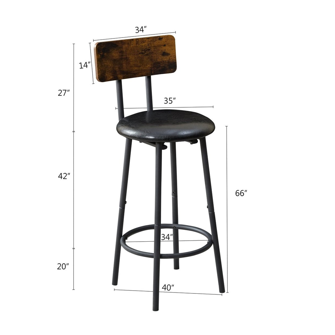 Soft Bag Bar Stool and Dining Table Set with Backrest Small Square Table for Kitchen Restaurant Coffee Shop Image 8