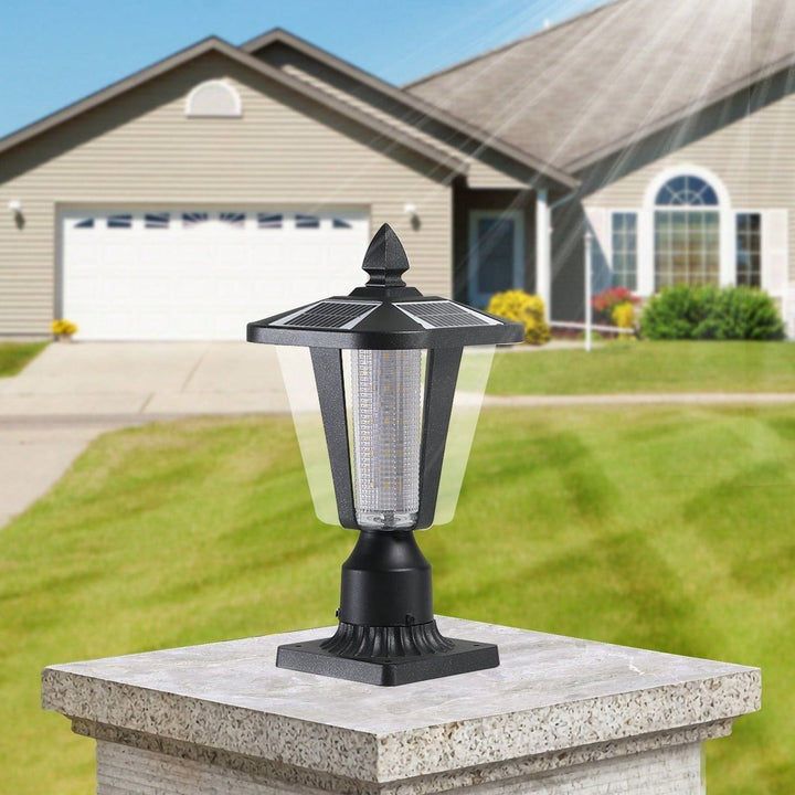 Solar Column Headlights With Dimmable LED - Energy Efficient Outdoor Landscape Lighting With Automatic Charging And Image 1