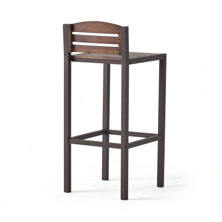 Set Of 2 Outdoor Acacia Wood Barstools For Patio And Garden Image 7