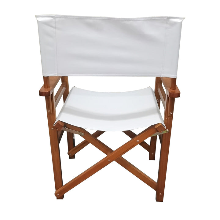 Stylish White Wooden Folding Director Chair Set - 2pcs Canvas Camping and Patio Seats, Lightweight and Portable Image 4