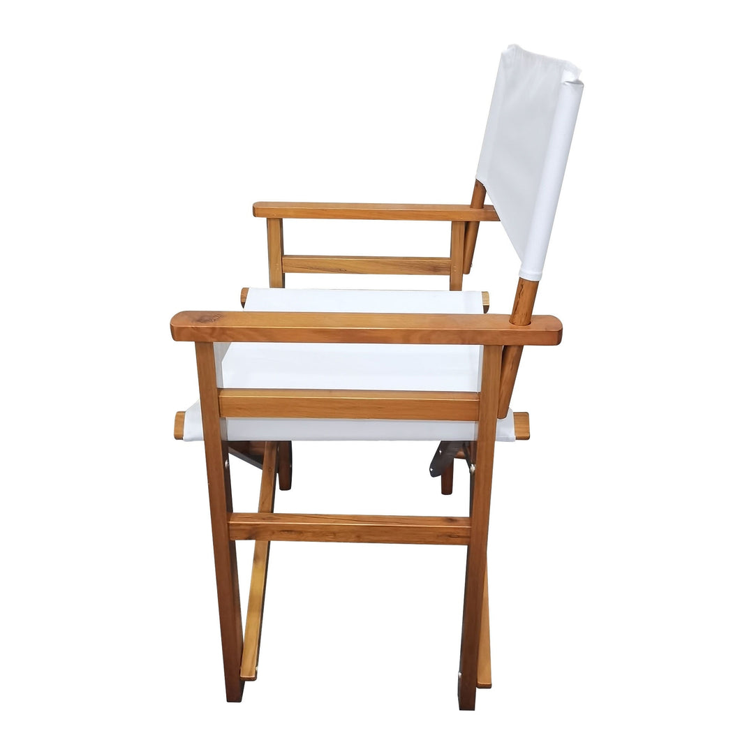 Stylish White Wooden Folding Director Chair Set - 2pcs Canvas Camping and Patio Seats, Lightweight and Portable Image 7