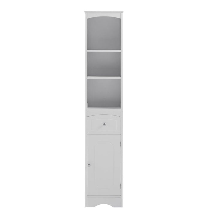 Tall Bathroom Cabinet, Freestanding Storage Unit with Drawer, MDF, Adjustable Shelf, Stylish White Storage Solution for Image 10