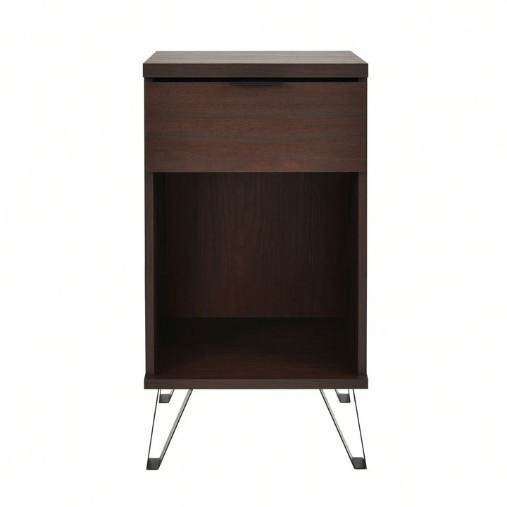 Tall End Table With Drawer For Living Room Or Bedroom Storage Image 1