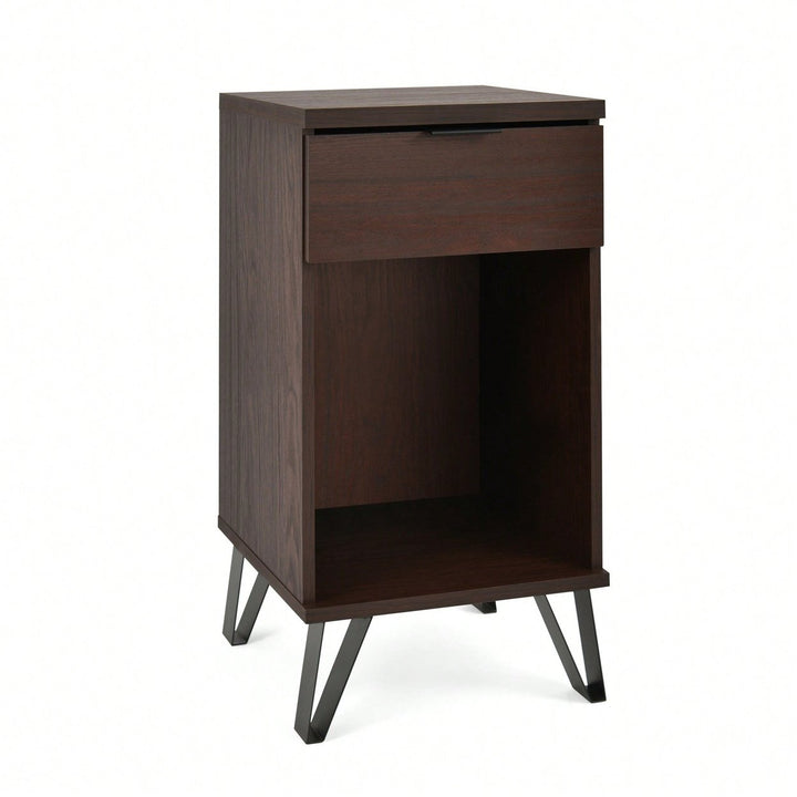 Tall End Table With Drawer For Living Room Or Bedroom Storage Image 2