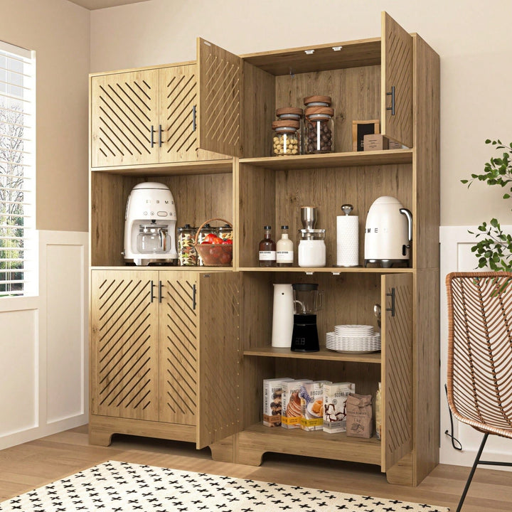 Tall Farmhouse Kitchen Pantry Cabinet with Drawers and Shelves - Versatile Wood Storage Cupboard for Dining Room and Image 6