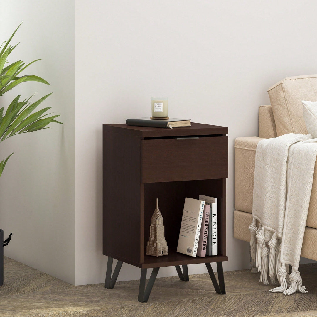 Tall End Table With Drawer For Living Room Or Bedroom Storage Image 8