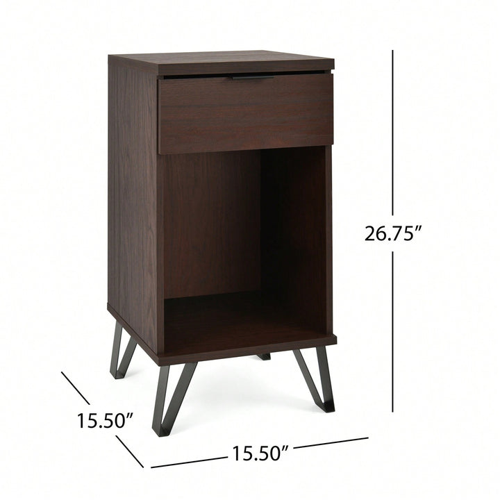 Tall End Table With Drawer For Living Room Or Bedroom Storage Image 11