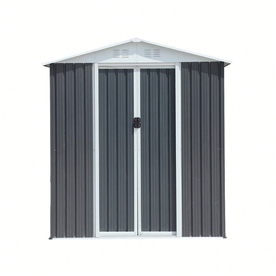 Spacious 6FT X 4FT Outdoor Storage Shed With Apex Roof In Grey For Garden And Backyard Organization Image 1