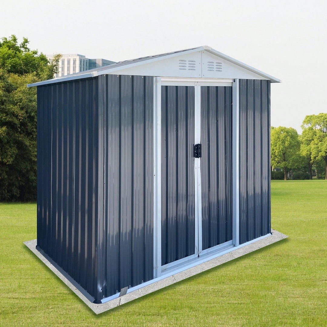 Spacious 6FT X 4FT Outdoor Storage Shed With Apex Roof In Grey For Garden And Backyard Organization Image 3