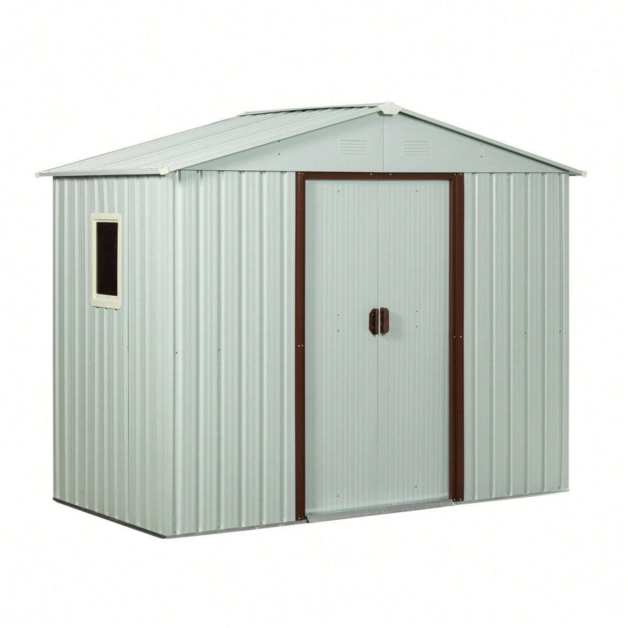 Spacious 6ft X 5ft Outdoor Metal Shed With Window In White - Durable Storage Solution For Garden Tools And Equipment Image 1