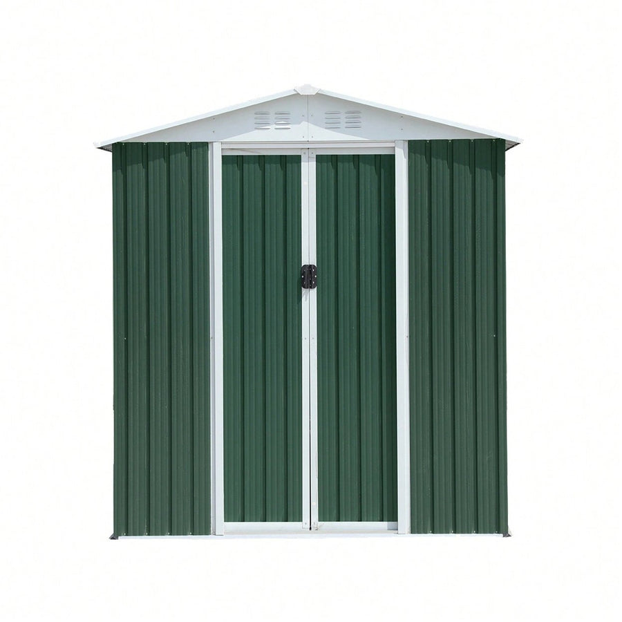 Spacious 6FTx4FT Outdoor Garden Shed With Apex Roof, Aluminum Alloy Frame and Sliding Door For Tool Storage Image 1