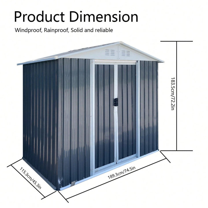 Spacious 6FT X 4FT Outdoor Storage Shed With Apex Roof In Grey For Garden And Backyard Organization Image 4