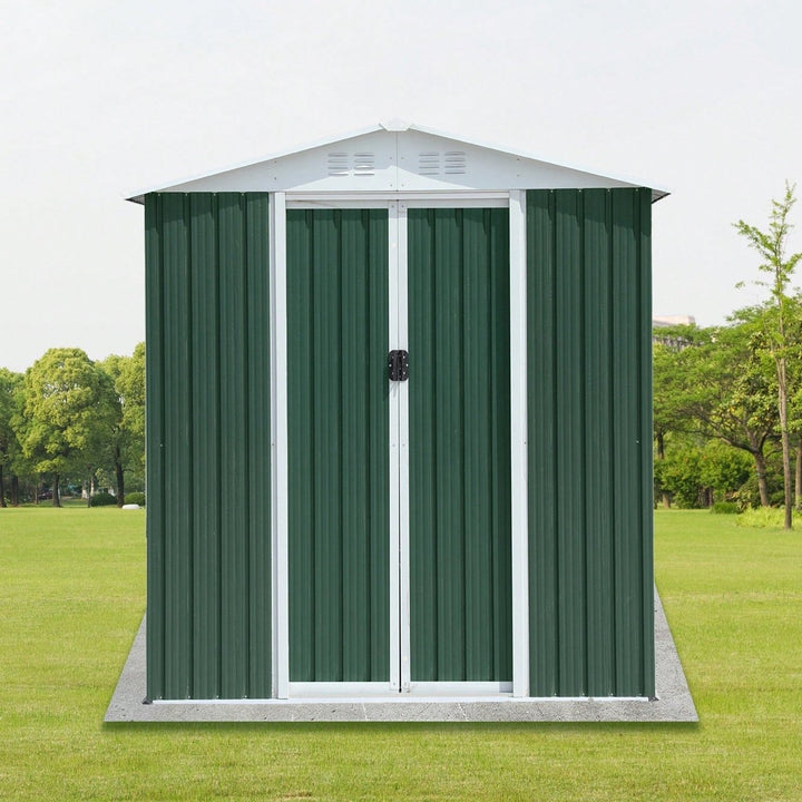 Spacious 6FTx4FT Outdoor Garden Shed With Apex Roof, Aluminum Alloy Frame and Sliding Door For Tool Storage Image 2