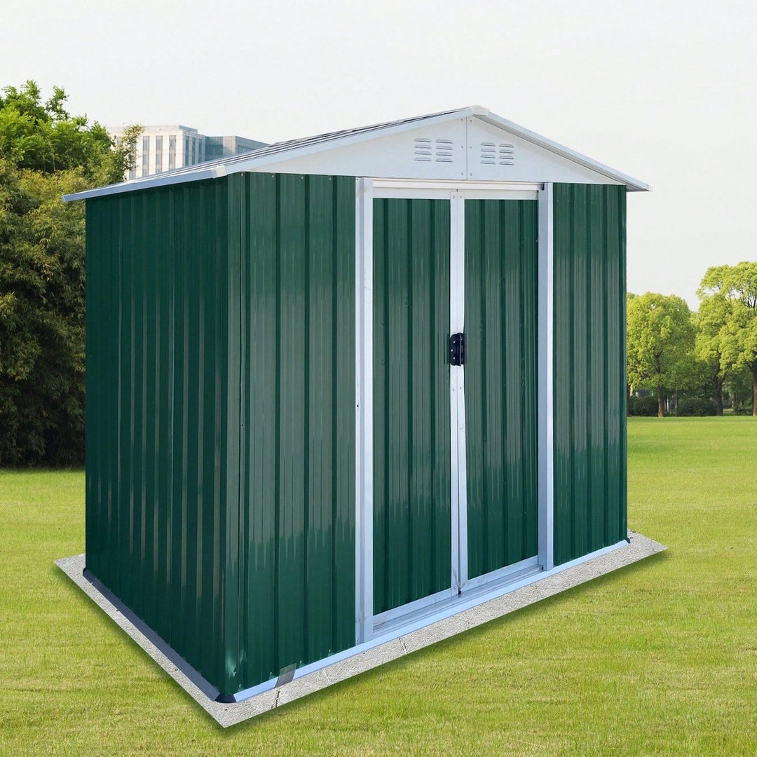 Spacious 6FTx4FT Outdoor Garden Shed With Apex Roof, Aluminum Alloy Frame and Sliding Door For Tool Storage Image 3