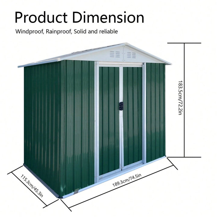 Spacious 6FTx4FT Outdoor Garden Shed With Apex Roof, Aluminum Alloy Frame and Sliding Door For Tool Storage Image 5