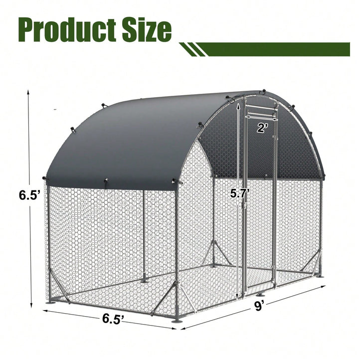 Spacious Heavy Duty Metal Chicken Coop with Waterproof Cover for Up to 10 Chickens 9.2x6.2x6.5 ft UV Protected Run and Image 4