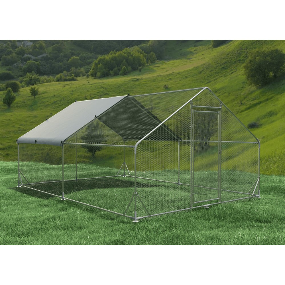 Spacious Walk-In Chicken Coop with Waterproof Cover Durable Steel Construction Predator Proof Easy Assembly 13.1 x 9.8 x Image 3