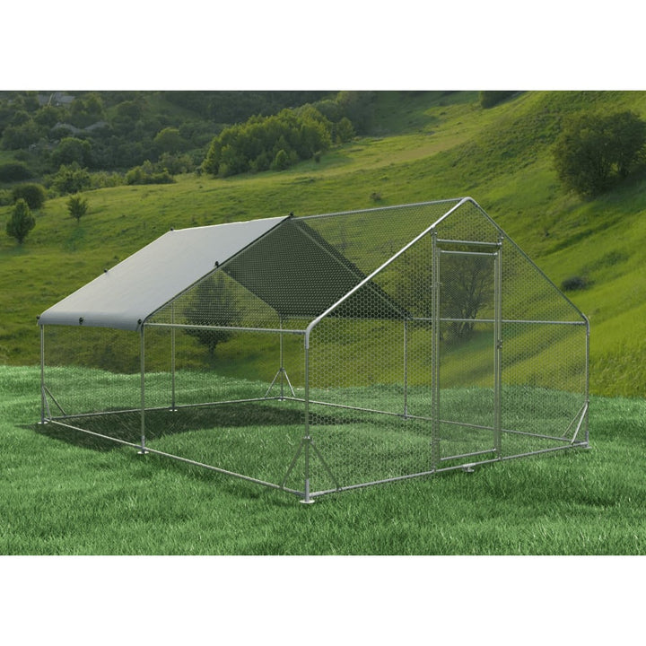 Spacious Walk-In Chicken Coop with Waterproof Cover Durable Steel Construction Predator Proof Easy Assembly 13.1 x 9.8 x Image 3