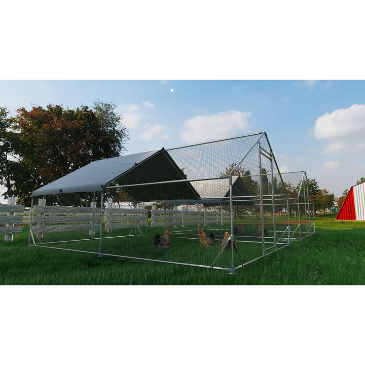 Spacious Walk-In Chicken Coop with Waterproof Cover Durable Steel Construction Predator Proof Easy Assembly 13.1 x 9.8 x Image 5