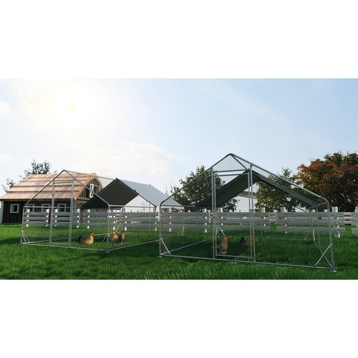 Spacious Walk-In Chicken Coop with Waterproof Cover Durable Steel Construction Predator Proof Easy Assembly 13.1 x 9.8 x Image 6