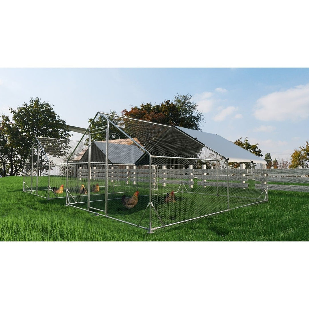 Spacious Walk-In Chicken Coop with Waterproof Cover Durable Steel Construction Predator Proof Easy Assembly 13.1 x 9.8 x Image 7