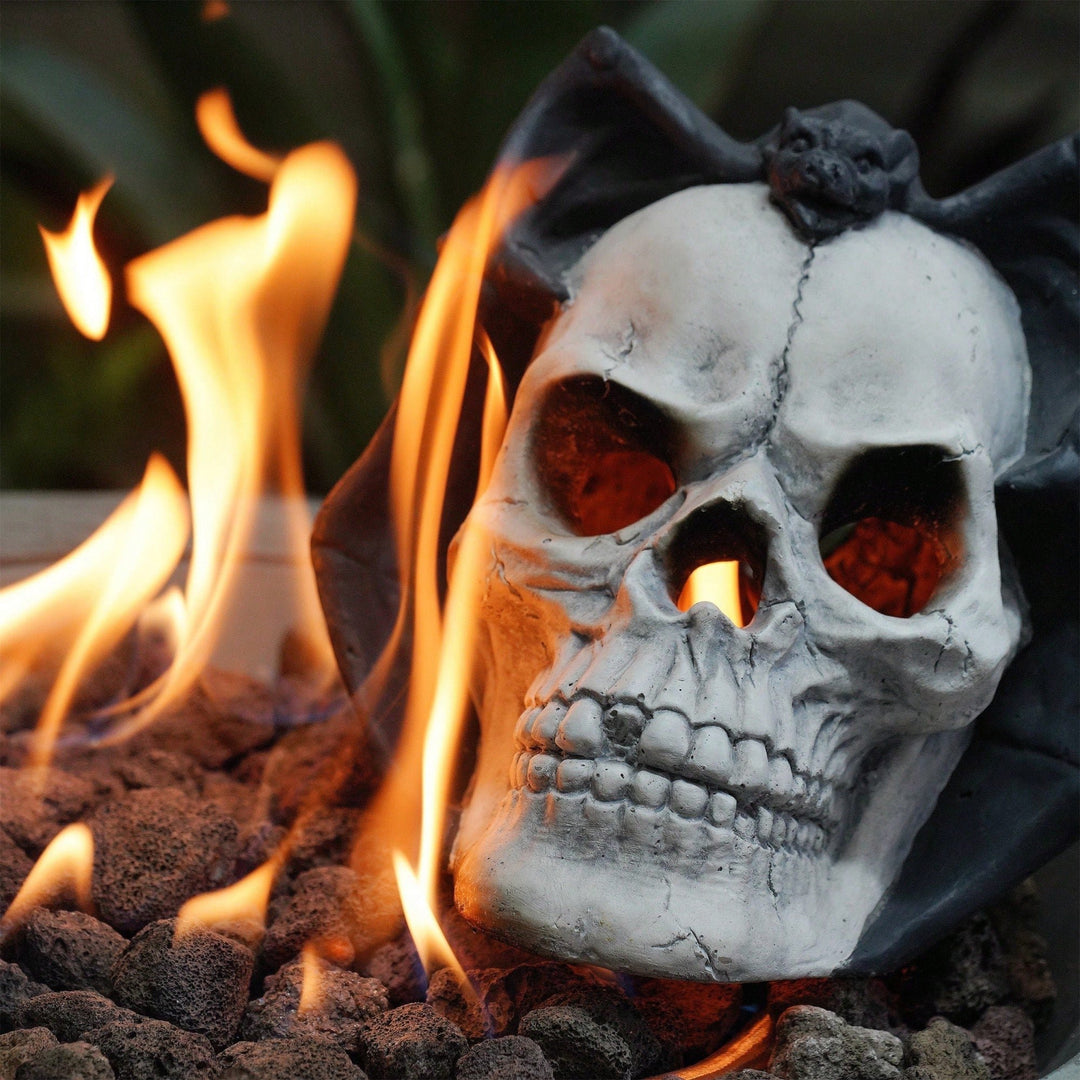 Spooky Demon Skull Gas Log for Ventless Fireplaces Ideal for Halloween and Outdoor Fire Pits Image 4