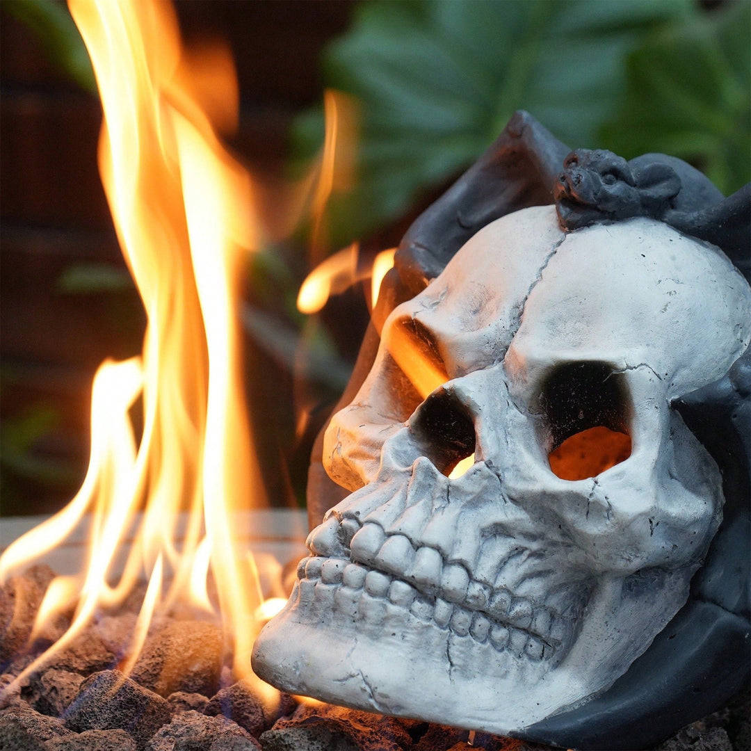 Spooky Demon Skull Gas Log for Ventless Fireplaces Ideal for Halloween and Outdoor Fire Pits Image 10