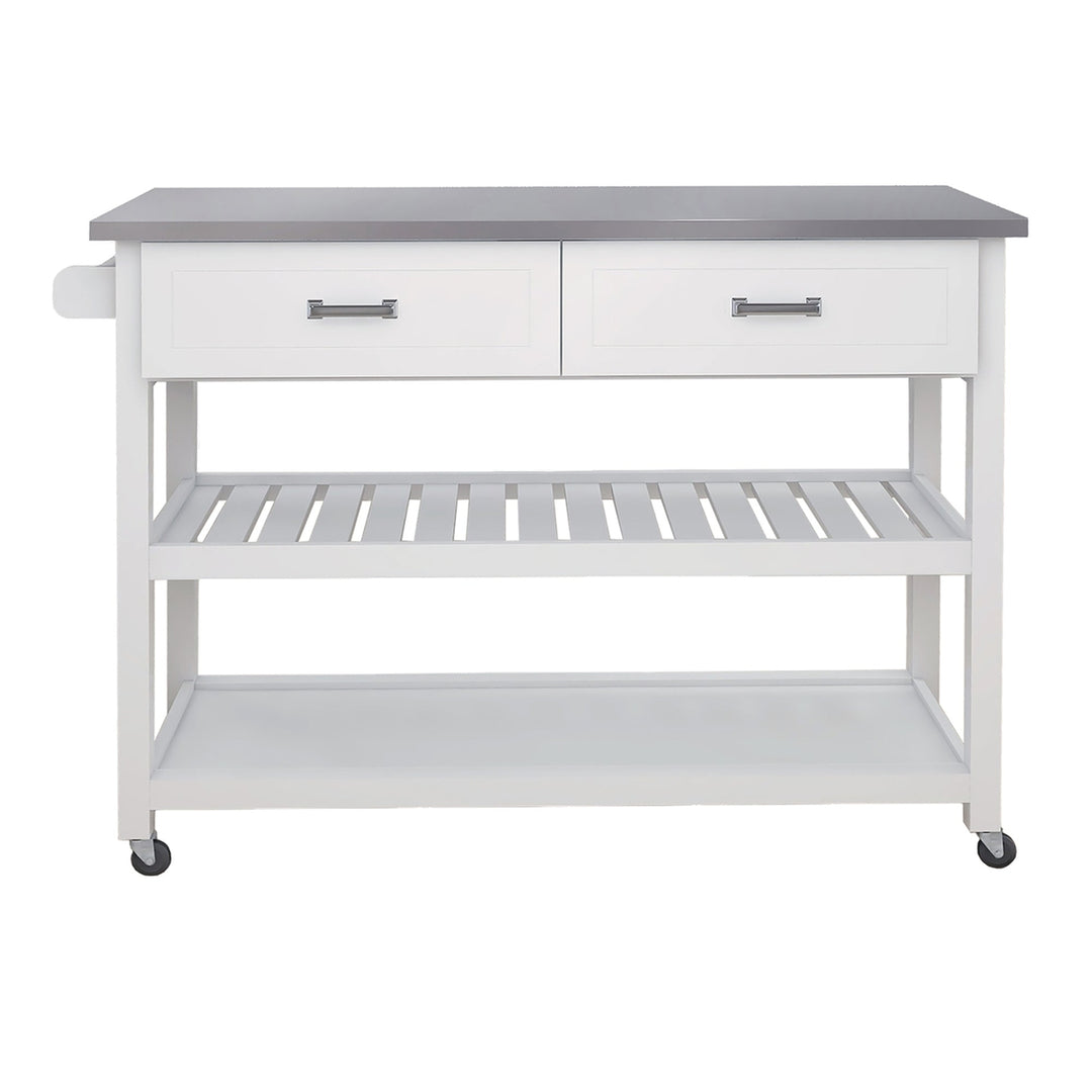 Stainless Steel Kitchen Cart with Two Drawers Image 3